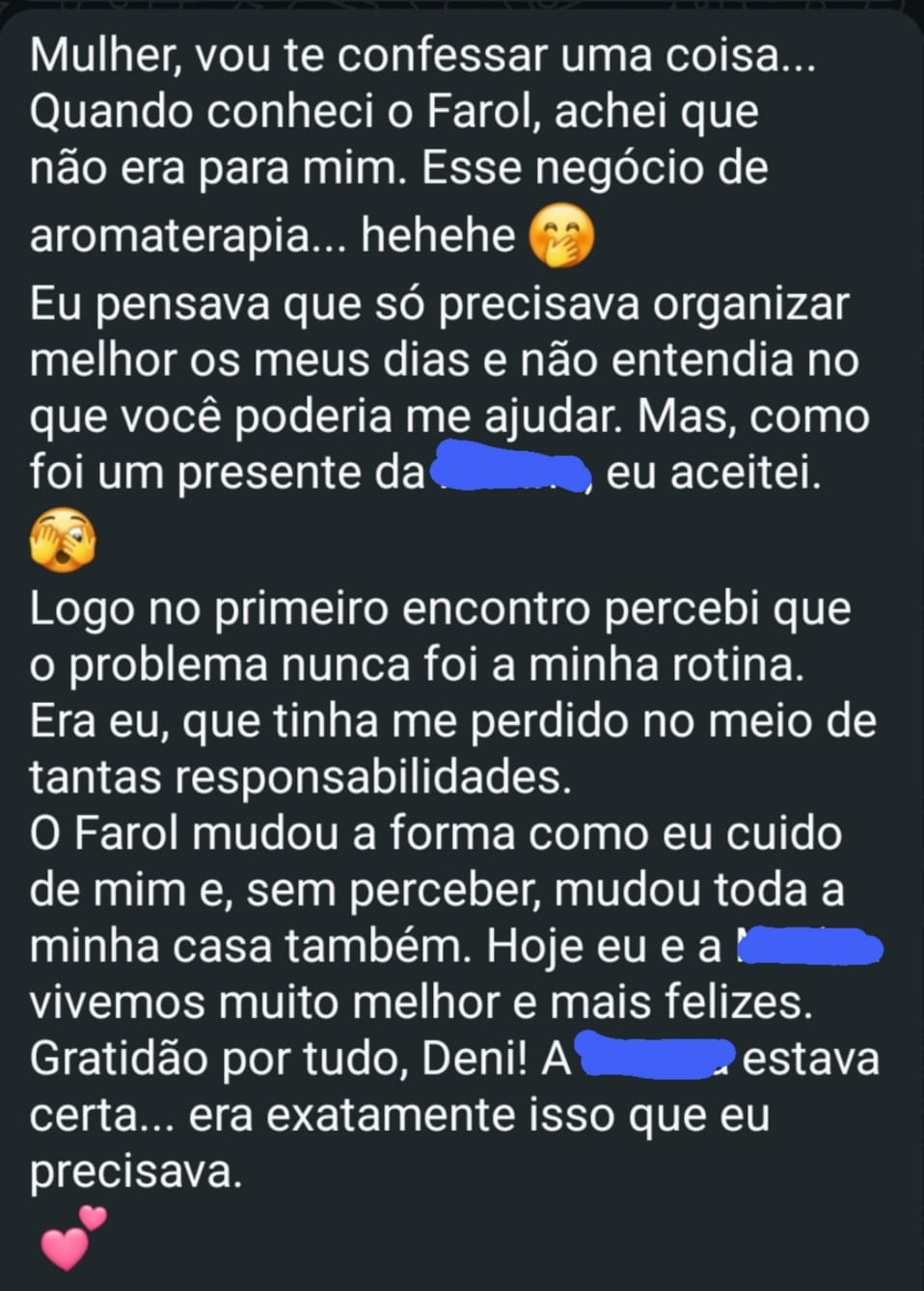 Depoimento de participante da Jornada FAROL